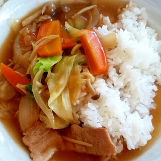 しょうゆラーメンの残り汁で中華丼